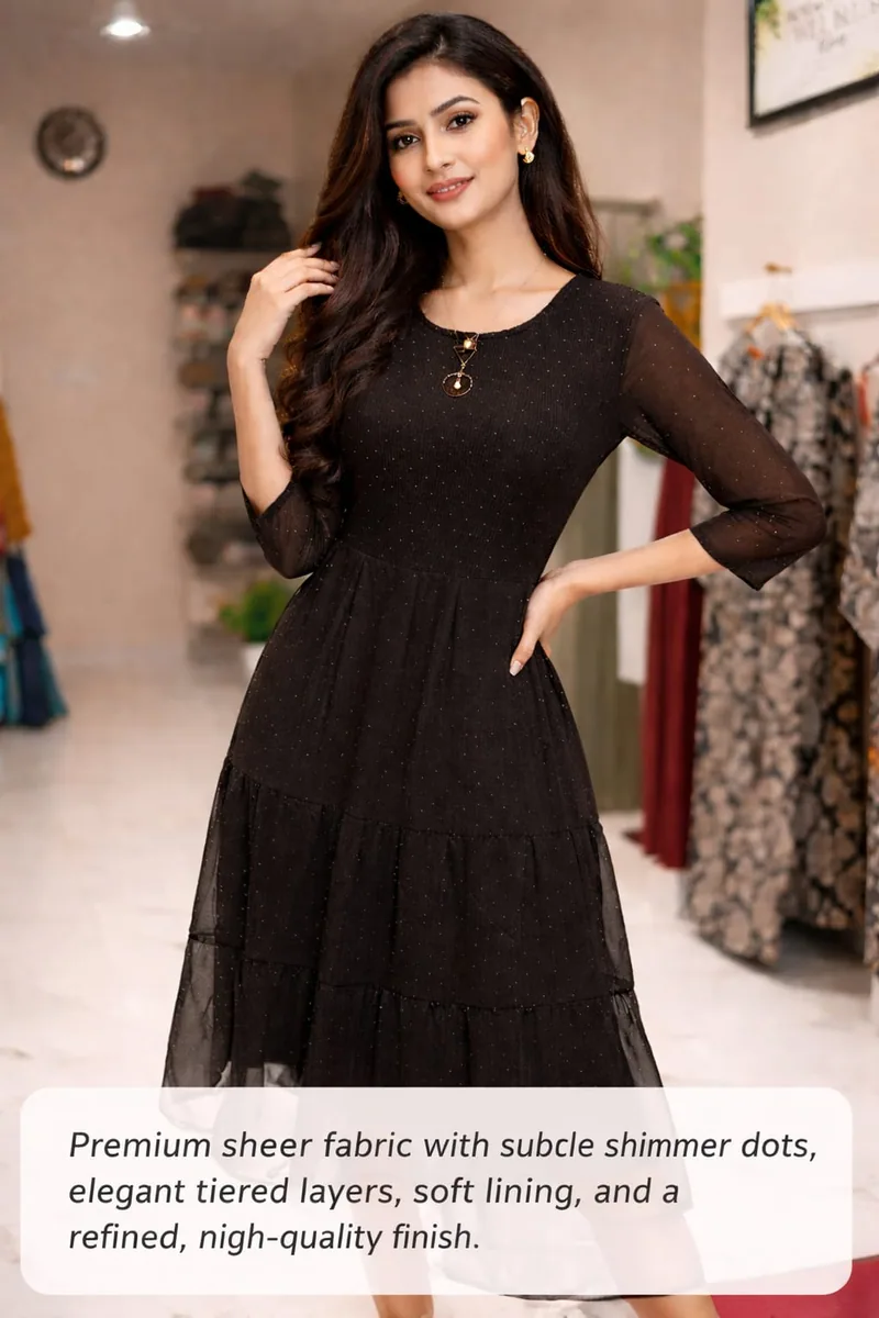 Cocoa Dot Tiered Midi Dress