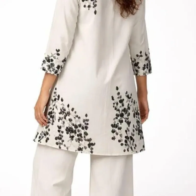 Ink Leaf Button-Down Tunic